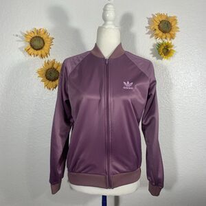 Vintage Adidas Jacket Womens Purple Trefoil Track Zip Up USA 80s 90s Size Medium